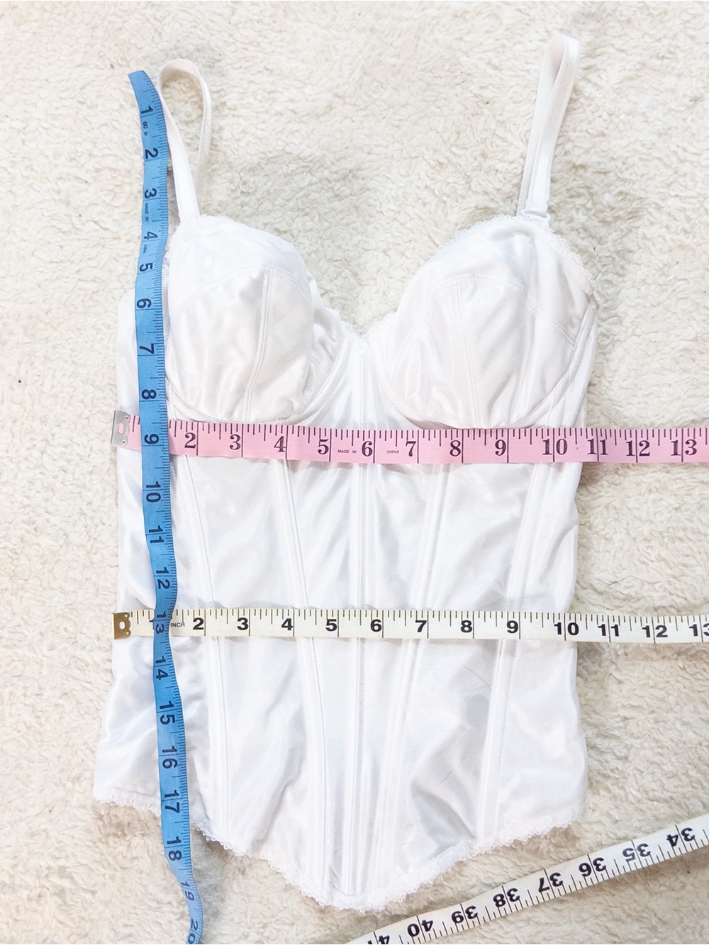 David’s Bridal White Bustier Corset Bra 34B Removable Straps Bridal Lingerie - Picture 7 of 10